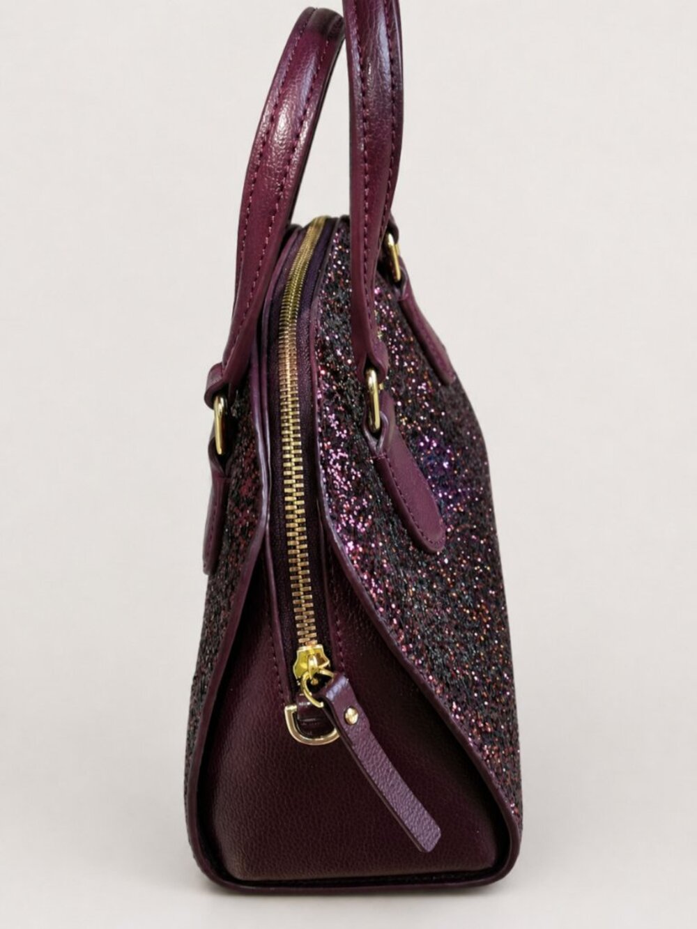 Kate Spade Laurel Way Glitter Mini Reiley Satchel Wallet Set Deep Plum New - Picture 8 of 13